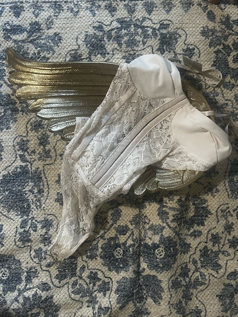 Free People Ivory Lace Bustier Bodysuit
